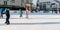 Slovakia.Bratislava.28.12.2018 .Soft,Selective focus.Winter sport.People ice skating on the City Park Ice Rink Adorable