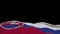 Slovakia fabric flag waving on the wind loop. Slovak embroidery stiched cloth banner swaying on the breeze. Half-filled black