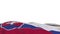 Slovakia fabric flag waving on the wind loop. Slovak embroidery stiched cloth banner swaying on the breeze. Half-filled white