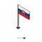 Slovakia Flag on Flagpole in Isometric dimension