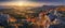 Slovakia forest autumn panorana landscape with mountain at sunrise