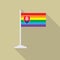 Slovakia gay pride flag with flagpole flat icon with long shadowt. LGBT community flag.