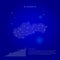 Slovakia illuminated map with glowing dots. Dark blue space background. Vector illustration