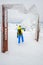 Slovakia, Jasna - January 31, 2022: woman skier on the top of the chopok mountain