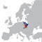 Slovakia Location Map on map Europe. 3d Slovakia flag map marker location pin. High quality map of Slovakia