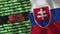 Slovakia Realistic Flag with Cyber Attack Titles Illustration