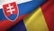 Slovakia and Romania two flags textile cloth, fabric texture