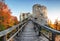 Slovakia - ruin of castle Uhrovec at nice autumn sunset landscape