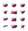 Slovakia - set of country flags in the form of stickers of various shapes.