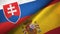 Slovakia and Spain two flags textile cloth, fabric texture