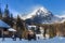 SLOVAKIA, STRBSKE PLESO - JANUARY 06, 2015: View of the Predne Solisko Mountain from ski resort Strbske Pleso.