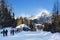 SLOVAKIA, STRBSKE PLESO - JANUARY 06, 2015: View of the Predne Solisko Mountain from ski resort Strbske Pleso.