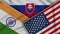 Slovakia United States of America India Flags Together Fabric Texture Illustration