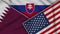 Slovakia United States of America Qatar Flags Together Fabric Texture Illustration