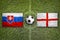 Slovakia vs. England flags on soccer field