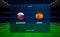 Slovakia vs Spain football scoreboard. Broadcast graphic soccer