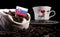 Slovakian flag in a bag with coffee beans on black