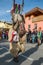 Slovene national masks `kurent` dancing on the streets