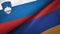 Slovenia and Armenia two flags textile cloth, fabric texture