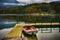 Slovenia, Bohinj Lake, Harbour with boat.
