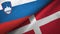 Slovenia and Denmark two flags textile cloth, fabric texture