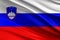 Slovenia flag with fabric texture, official colors, 3D illustration