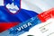 Slovenia immigration visa. Closeup Visa to Slovenia focusing on word VISA, 3D rendering. Travel or migration to Slovenia