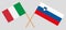 Slovenia and Italy. The Slovenian and Italian flags. Official colors. Correct proportion. Vector