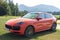 Slovenia ljubljana, 31 August 2019 - Porsche Cayenne Coupe Turbo S from Stuttgart during test drive with mountain