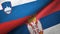 Slovenia and Serbia two flags textile cloth, fabric texture