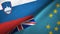 Slovenia and Tuvalu two flags textile cloth, fabric texture