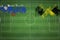 Slovenia vs Jamaica Soccer Match, national colors, national flags, soccer field, football game, Copy space