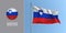 Slovenia waving flag on flagpole and round icon vector illustration