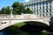 Slovenian capital Ljubljana. Dragon bridge over Ljubljanica rive