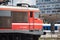 Slovenian Railways Slovenske Zeleznice electric locomotive Series 363 shunting on Ljubljana train station platform.