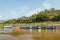 Slow boats on Mekong River near Pakbeng town in Northern Laos.