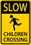 Slow Children Crossing Sign On White Background