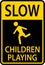 Slow Children Playing Sign On White Background