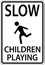 Slow Children Playing Sign On White Background