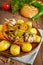Slow-cooked stew with tender lamb meat, potatoes and vegetables