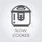 Slow cooker flat icon. Electronic crock pot or steamer pictograph. Household appliance label. Vector