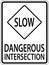 Slow Dangerous Intersection Sign On White Background