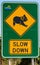 Slow down for Koalas sign