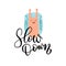 Slow down - Vector hand drawn inspirational lettering. Motivational sketch style phrase with hand drawn doodle Snail character for