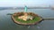 Slow drone rotation around The Statue of Liberty, in New York.