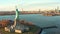 Slow drone rotation around The Statue of Liberty, in New York.