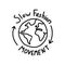 Slow fashion movement handwritten emblem. Handwritten arrow around earth. Design for posters, T-shirts, banners. Vector