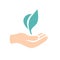 Slow Growth Icon with Hand and Plant
