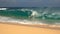 Slow motion of bodyboarder riding a close out wave at sandy beach