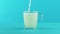 Slow motion close-up shot of fruit fizzy lemonade soda cold beverage drink pooring into glass mug with rounded handle